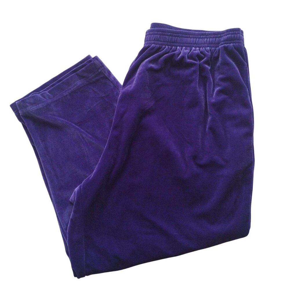 Vintage 90s Diane von Furstenberg Purple Velour Pants 2X NEW Deadstock DVF